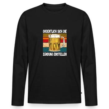 Ordentlich sich die Zündung Einstellen Trinkspruch - Männer Premium Bio Langarmshirt - Schwarz - Vorne - Nico (187cm)
