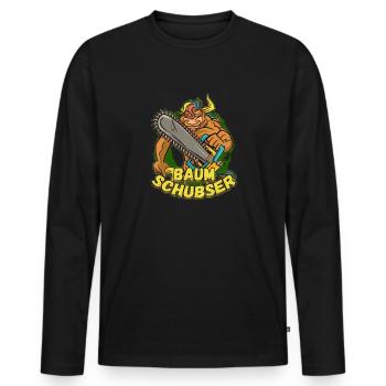 Baumschubser Forstwirt Geschenk Holzfäller - Männer Premium Bio Langarmshirt - Schwarz - Vorne - Nico (187cm)