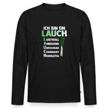 Lauch - Männer Premium Bio Langarmshirt - Schwarz - Vorne - Nico (187cm)