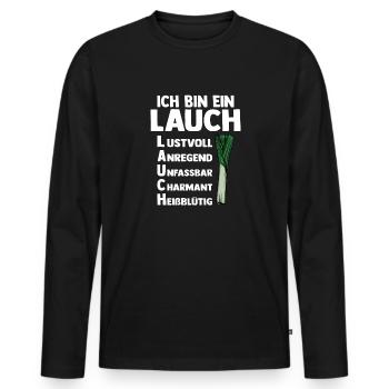 Lauch - Männer Premium Bio Langarmshirt - Schwarz - Vorne - Nico (187cm)