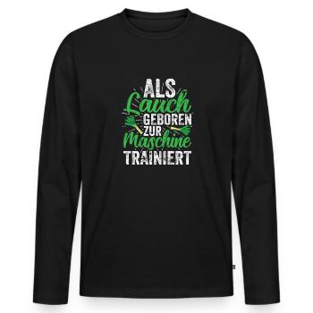 Lauch - Männer Premium Bio Langarmshirt - Schwarz - Vorne - Nico (187cm)