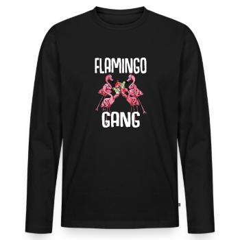 Flamingo Junggesellenabschied Frauen jga Saufen - Männer Premium Bio Langarmshirt - Schwarz - Vorne - Nico (187cm)