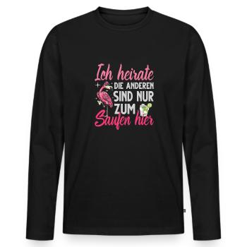 Flamingo Junggesellenabschied Frauen jga Saufen - Männer Premium Bio Langarmshirt - Schwarz - Vorne - Nico (187cm)