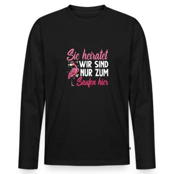 Flamingo Junggesellenabschied Frauen jga Saufen - Männer Premium Bio Langarmshirt - Schwarz - Vorne - Nico (187cm)