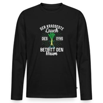 Lauch Kostüm Bodybuilding Satire Gym Jga - Männer Premium Bio Langarmshirt - Schwarz - Vorne - Nico (187cm)