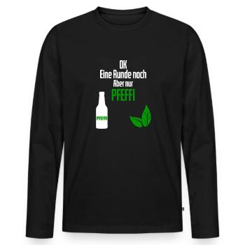 Pfeffi Saufen Pfefferminz Schnaps Party Spruch - Männer Premium Bio Langarmshirt - Schwarz - Vorne - Nico (187cm)