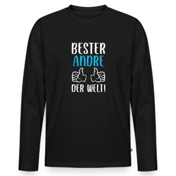 Andre Vorname Name Geburtstag - Männer Premium Bio Langarmshirt - Schwarz - Vorne - Nico (187cm)