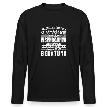 Eisenbahner - Männer Premium Bio Langarmshirt - Schwarz - Vorne - Nico (187cm)