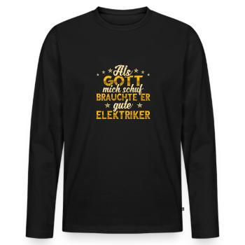 Elektriker Gott mich schuf - Männer Premium Bio Langarmshirt - Schwarz - Vorne - Nico (187cm)