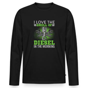 J’adore l’odeur du diesel le matin - T-shirt manches longues Premium bio Homme - noir - Devant - Nico (187cm)