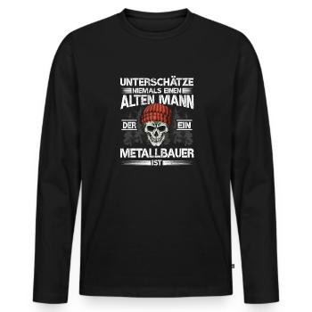 Metallbauer Alter mann Schweißer - Männer Premium Bio Langarmshirt - Schwarz - Vorne - Nico (187cm)