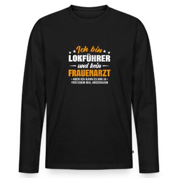 Lokführer und kein Frauenarzt Schaffner - Männer Premium Bio Langarmshirt - Schwarz - Vorne - Nico (187cm)