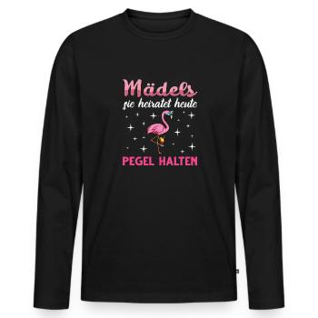 Flamingo Junggesellenabschied Frauen jga Saufen - Männer Premium Bio Langarmshirt - Schwarz - Vorne - Nico (187cm)