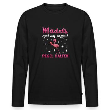 Flamingo Junggesellenabschied Frauen jga Saufen - Männer Premium Bio Langarmshirt - Schwarz - Vorne - Nico (187cm)
