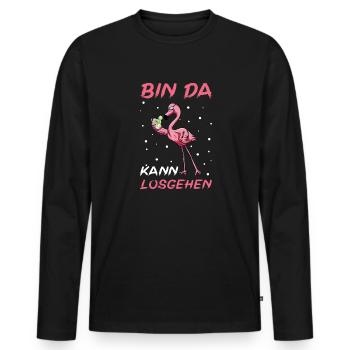 Flamingo Junggesellenabschied Frauen jga Saufen - Männer Premium Bio Langarmshirt - Schwarz - Vorne - Nico (187cm)