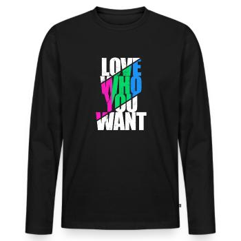 LGBT Rainbow Gay Pride Homo Lesbienne Gay - T-shirt manches longues Premium bio Homme - noir - Devant - Nico (187cm)
