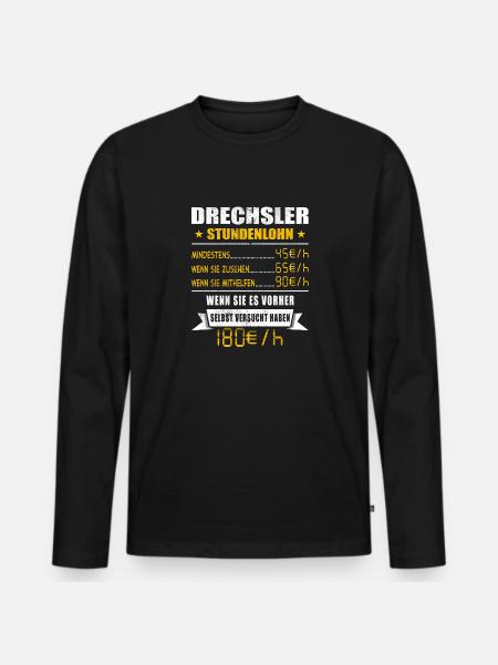 Drechsler - Männer Premium Bio Langarmshirt - Schwarz