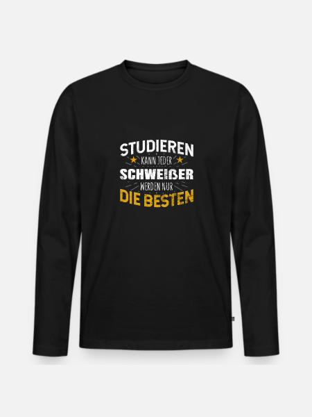 Schweißer - Männer Premium Bio Langarmshirt - Schwarz