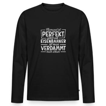 Eisenbahner - Männer Premium Bio Langarmshirt - Schwarz - Vorne - Nico (187cm)