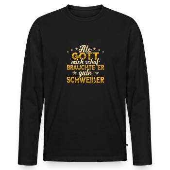 Schweißer - Männer Premium Bio Langarmshirt - Schwarz - Vorne - Nico (187cm)
