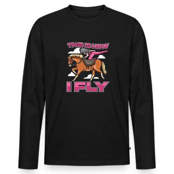 Voltigieren - Männer Premium Bio Langarmshirt - Schwarz - Vorne - Nico (187cm)
