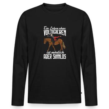Voltigieren - Männer Premium Bio Langarmshirt - Schwarz - Vorne - Nico (187cm)