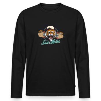 San Mateo California USA Palm Trees Skate Beach - Men's Premium Organic Long Sleeve Shirt - black - Front - Nico (187cm)