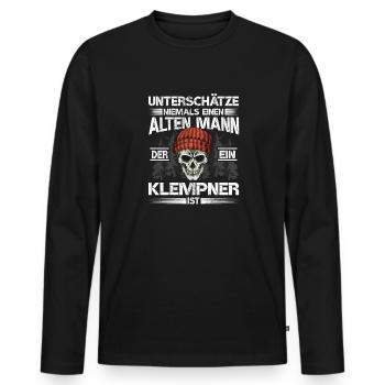 Klempner Alter mann Heizungsbauer - Männer Premium Bio Langarmshirt - Schwarz - Vorne - Nico (187cm)