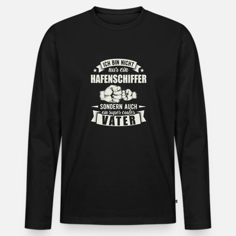Hafenschiffer - Männer Premium Bio Langarmshirt - Schwarz