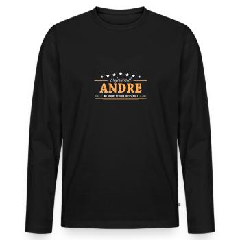 Professionell Andre Name Vorname - Männer Premium Bio Langarmshirt - Schwarz - Vorne - Nico (187cm)