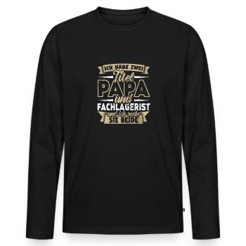 Fachlagerist - Männer Premium Bio Langarmshirt - Schwarz - Vorne - Nico (187cm)