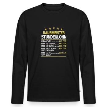 Stundenlohn Hausmeister - Männer Premium Bio Langarmshirt - Schwarz - Vorne - Nico (187cm)
