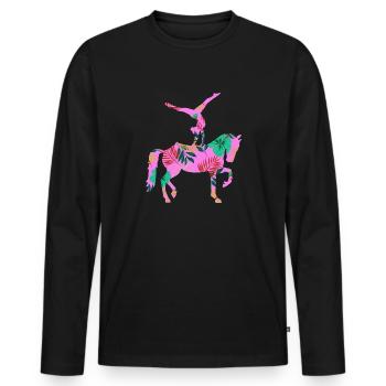 Voltigieren - Männer Premium Bio Langarmshirt - Schwarz - Vorne - Nico (187cm)