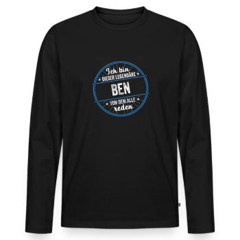 Ich bin dieser legendärer Ben Name - Männer Premium Bio Langarmshirt - Schwarz - Vorne - Nico (187cm)