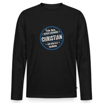 Ich bin dieser legendärer Christian Name - Männer Premium Bio Langarmshirt - Schwarz - Vorne - Nico (187cm)