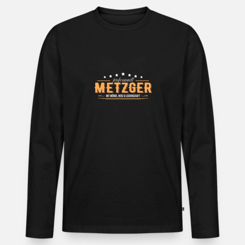 Metzger mit Leidenschaft Fleischer - Männer Premium Bio Langarmshirt - Schwarz