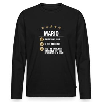 Mario Habe immer Recht Namenstag - Männer Premium Bio Langarmshirt - Schwarz - Vorne - Nico (187cm)