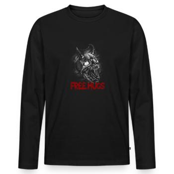 Free Hug's Skull -Bloody Font Halloween - Men's Premium Organic Long Sleeve Shirt - black - Front - Nico (187cm)