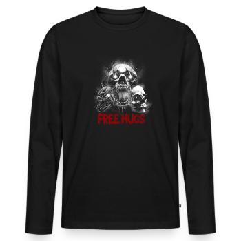 Free Hug's Skull -Bloody Font Halloween - Men's Premium Organic Long Sleeve Shirt - black - Front - Nico (187cm)