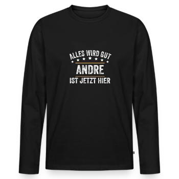Andre Vorname Name Geburtstag - Männer Premium Bio Langarmshirt - Schwarz - Vorne - Nico (187cm)