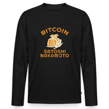 Bitcoin Satoshi Nakamoto - Männer Premium Bio Langarmshirt - Schwarz - Vorne - Nico (187cm)