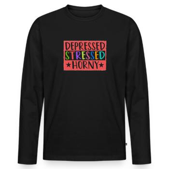 Depressed Stressed Single Life Women - Men's Premium Organic Long Sleeve Shirt - black - Front - Nico (187cm)