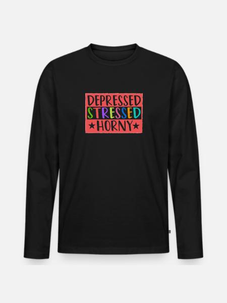 Depressed Stressed Single Life Women - Men's Premium Organic Long Sleeve Shirt - black