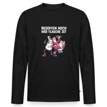 Besoffen hoch wer Flasche ist Saufen - Männer Premium Bio Langarmshirt - Schwarz - Vorne - Nico (187cm)