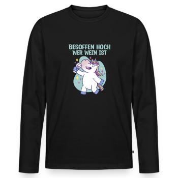 Besoffen hoch wer Wein ist Saufen - Männer Premium Bio Langarmshirt - Schwarz - Vorne - Nico (187cm)
