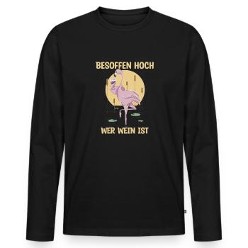 Besoffen hoch wer Wein ist Saufen - Männer Premium Bio Langarmshirt - Schwarz - Vorne - Nico (187cm)