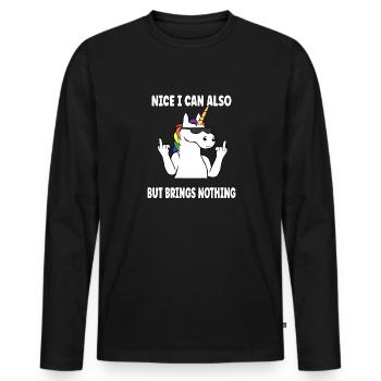 Sympa puis-je aussi apporter mais rien de drôle de licorne - T-shirt manches longues Premium bio Homme - noir - Devant - Nico (187cm)