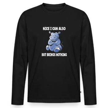 Sympa puis-je aussi apporter mais rien d’hippopotame - T-shirt manches longues Premium bio Homme - noir - Devant - Nico (187cm)