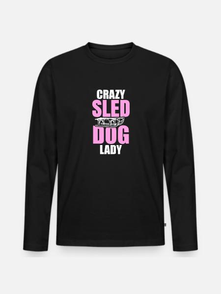 Damen Crazy Schlittenhund Lady - Männer Premium Bio Langarmshirt - Schwarz