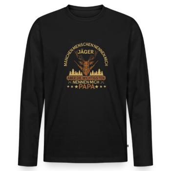 Jagd Spruch Papa Vatertag Manche Menschen Nennen - Männer Premium Bio Langarmshirt - Schwarz - Vorne - Nico (187cm)